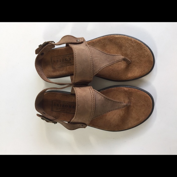 Arizona Jean Company Italy Tan Brown Genuine Leather Sandals size 7 - Picture 6 of 8